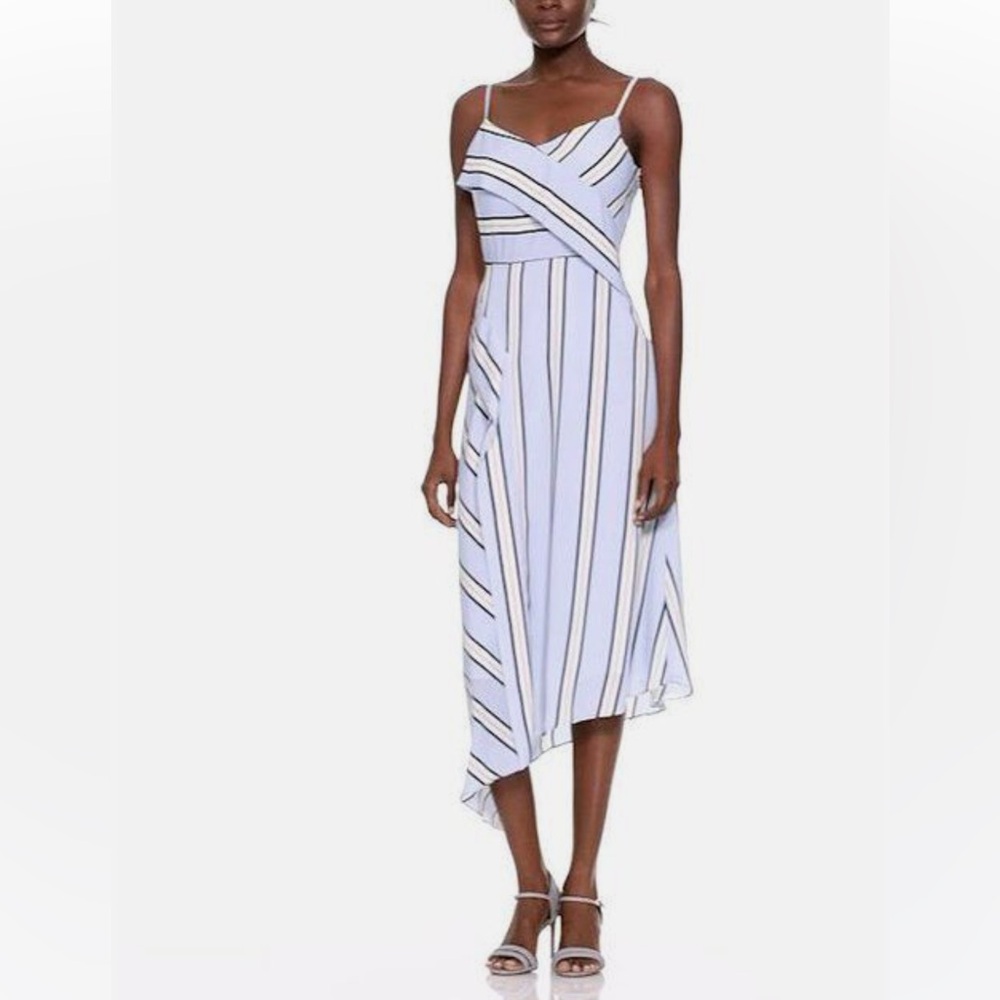 Banana Republic Striped V-Neck Ruffled Dress